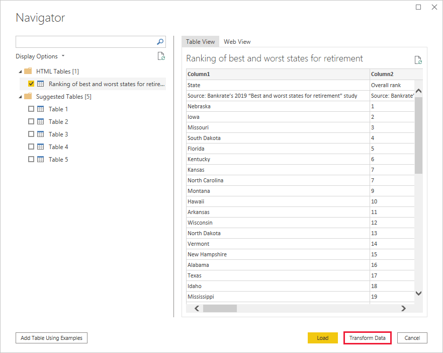 Power BI - Load & Transform Data